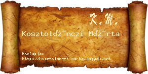 Kosztolánczi Márta névjegykártya