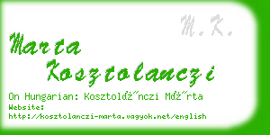 marta kosztolanczi business card